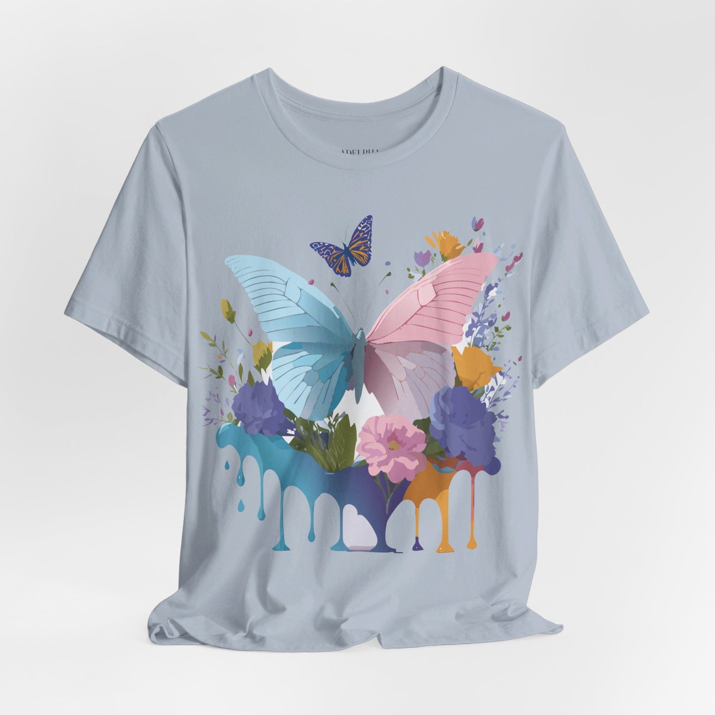 Natural Cotton Tee Shirt with Butterfly