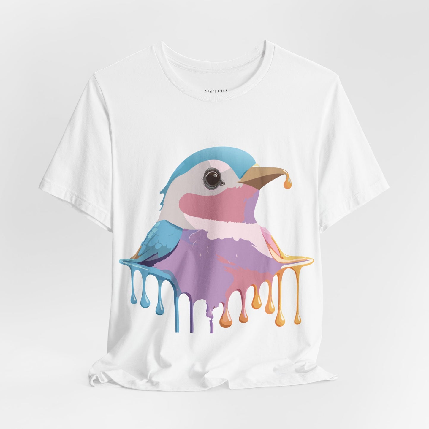 Natural Cotton Tee Shirt with Bird