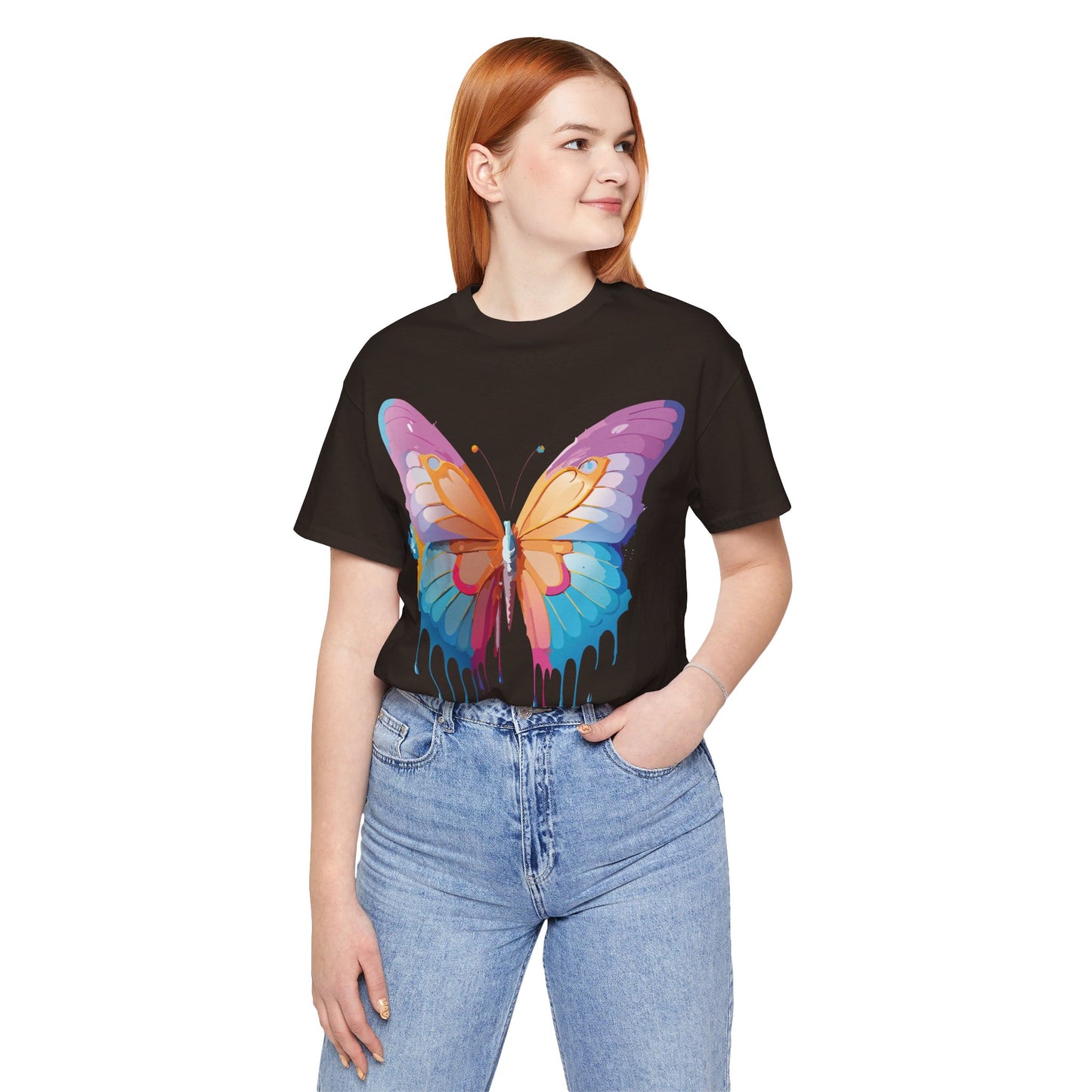 Natural Cotton Tee Shirt with Butterfly