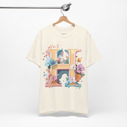 Natural Cotton Tee Shirt - Letters Collection - H Printify