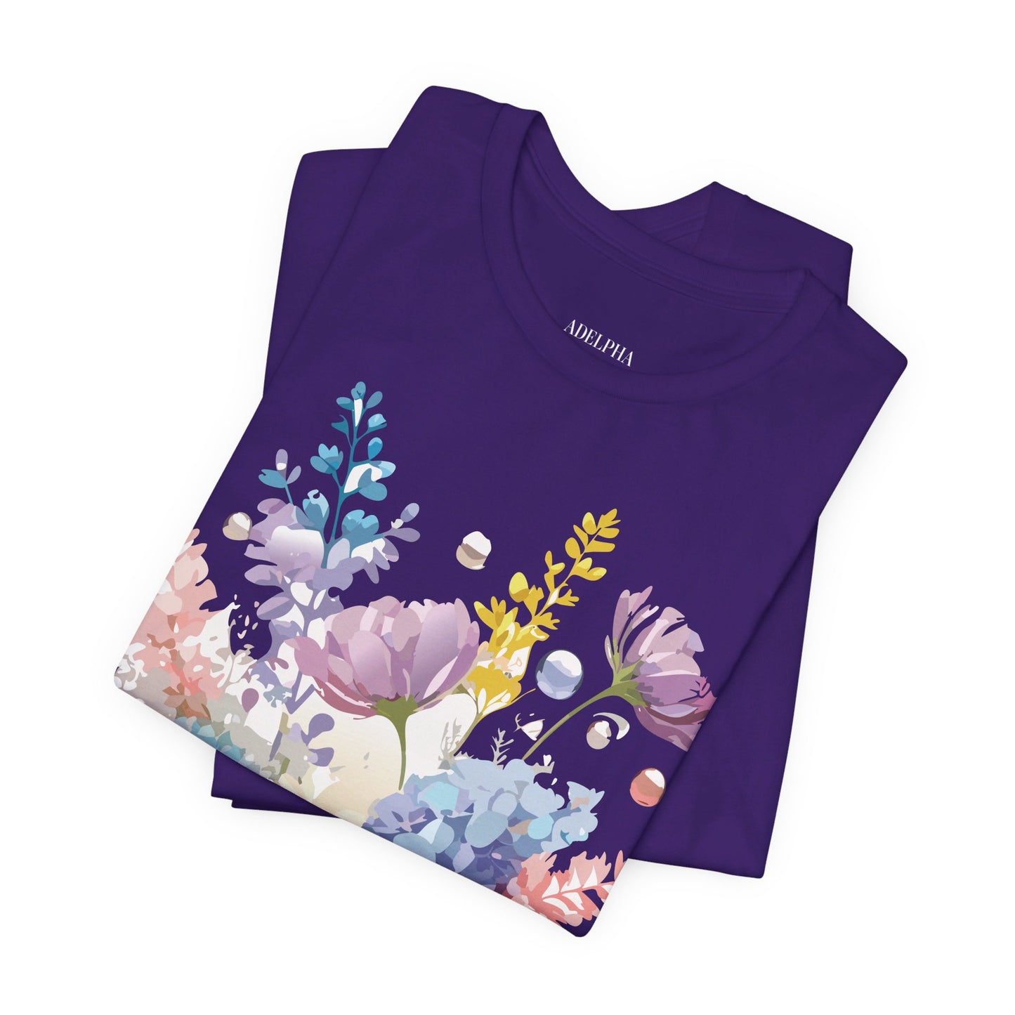 Natural Cotton Tee Shirt with Flowers