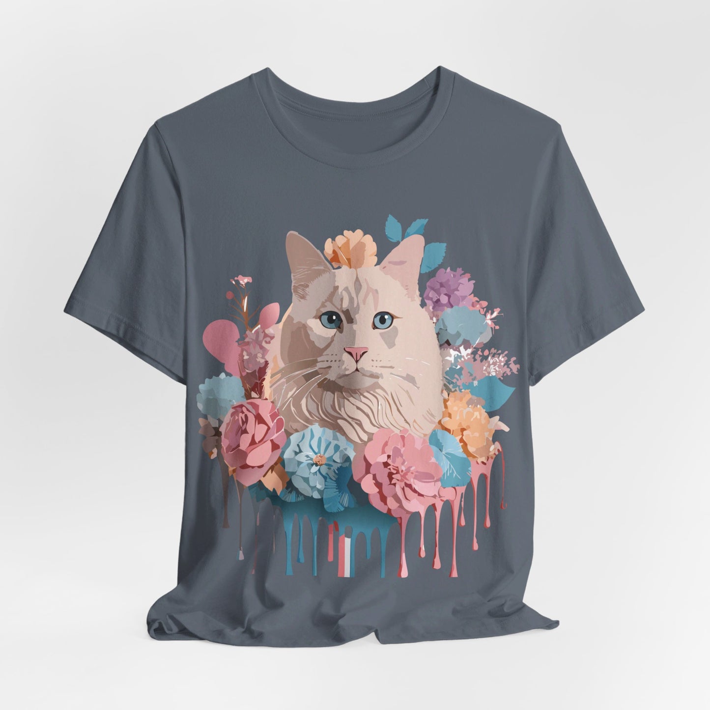 Natural Cotton Tee Shirt with Cat