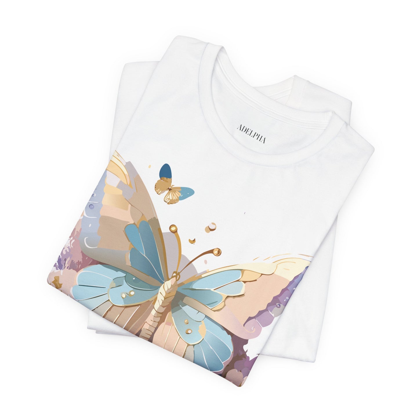 Natural Cotton Tee Shirt with Butterfly