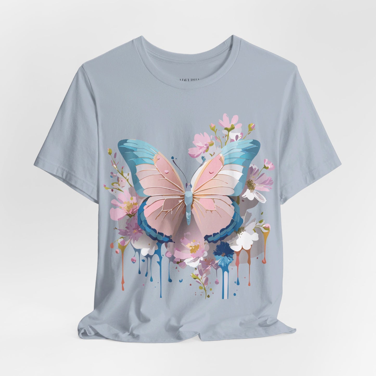 Natural Cotton Tee Shirt with Butterfly