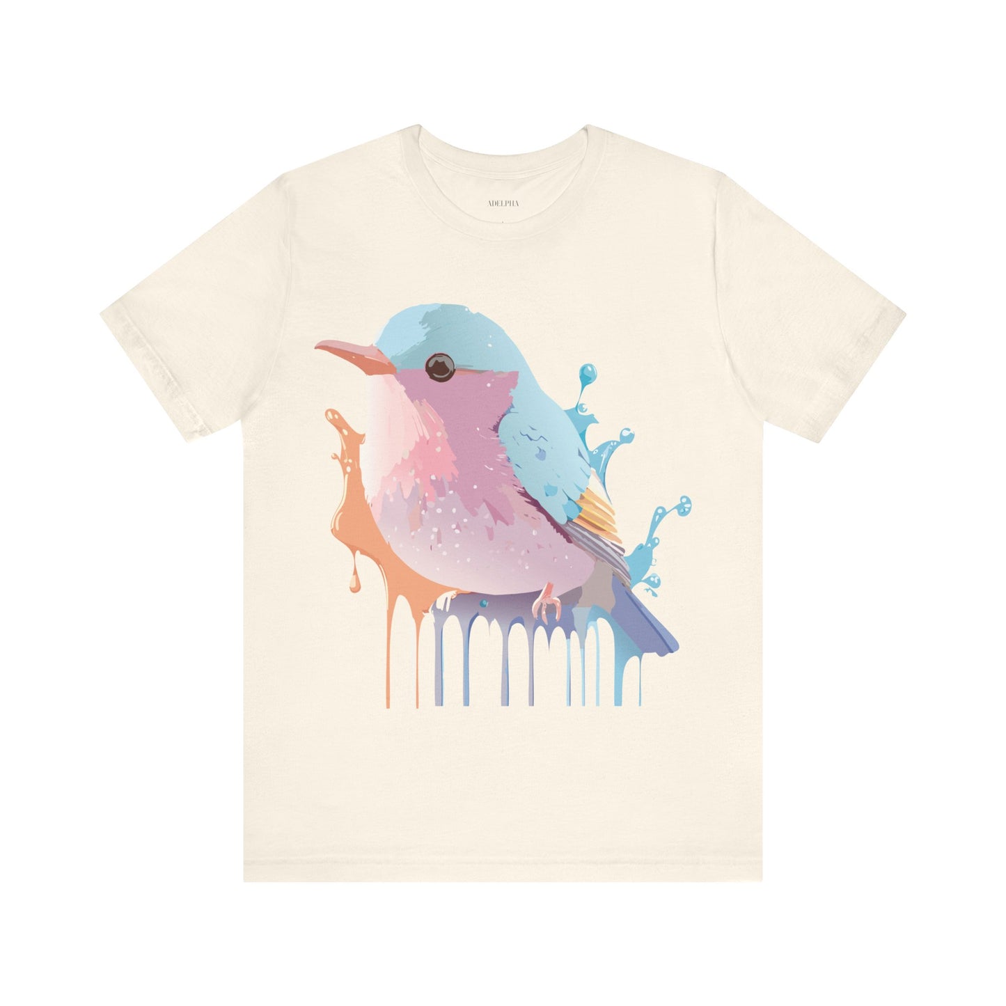 Natural Cotton Tee Shirt with Bird