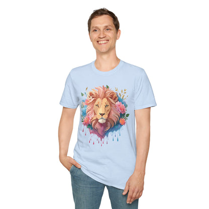 Lion Shirt Unisex Floral Lion Tee 100 Percent Cotton Softstyle Gildan 64000
