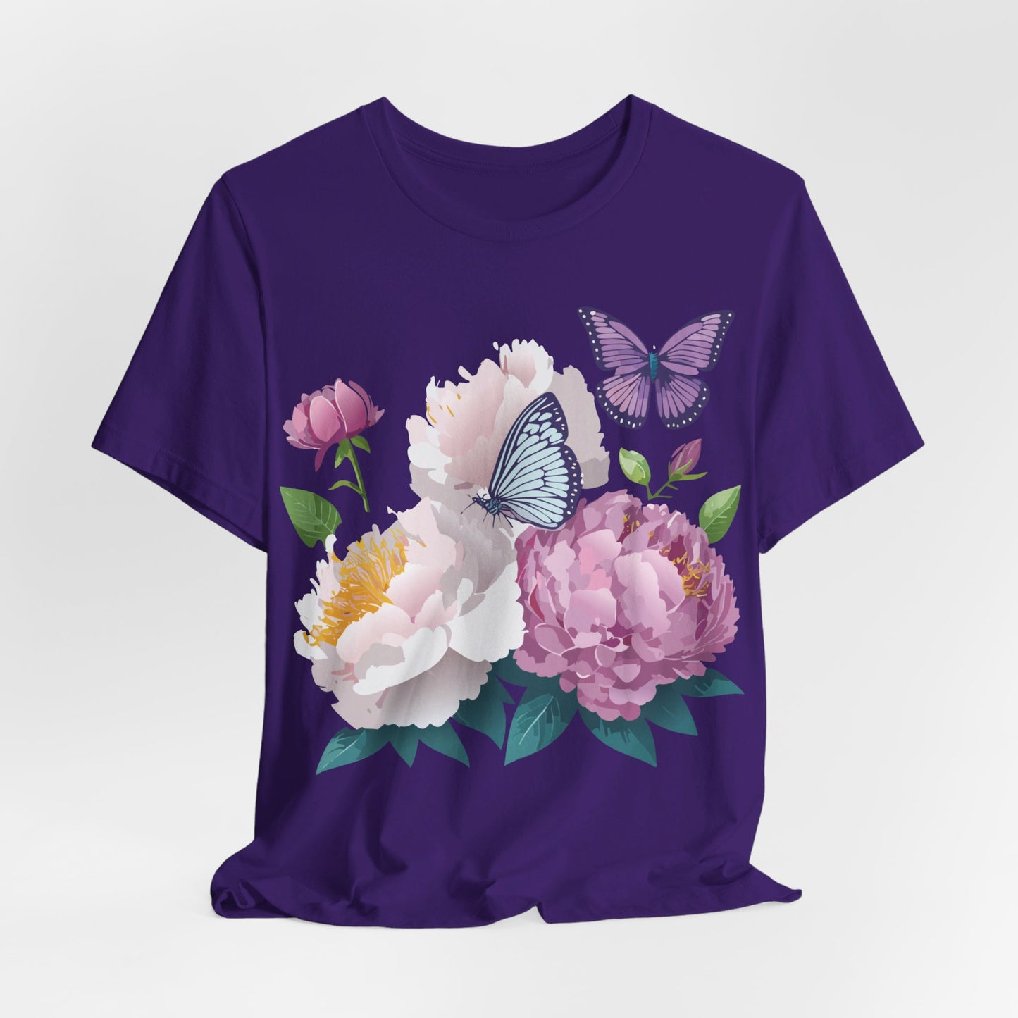 Natural Cotton Tee Shirt with Flowers