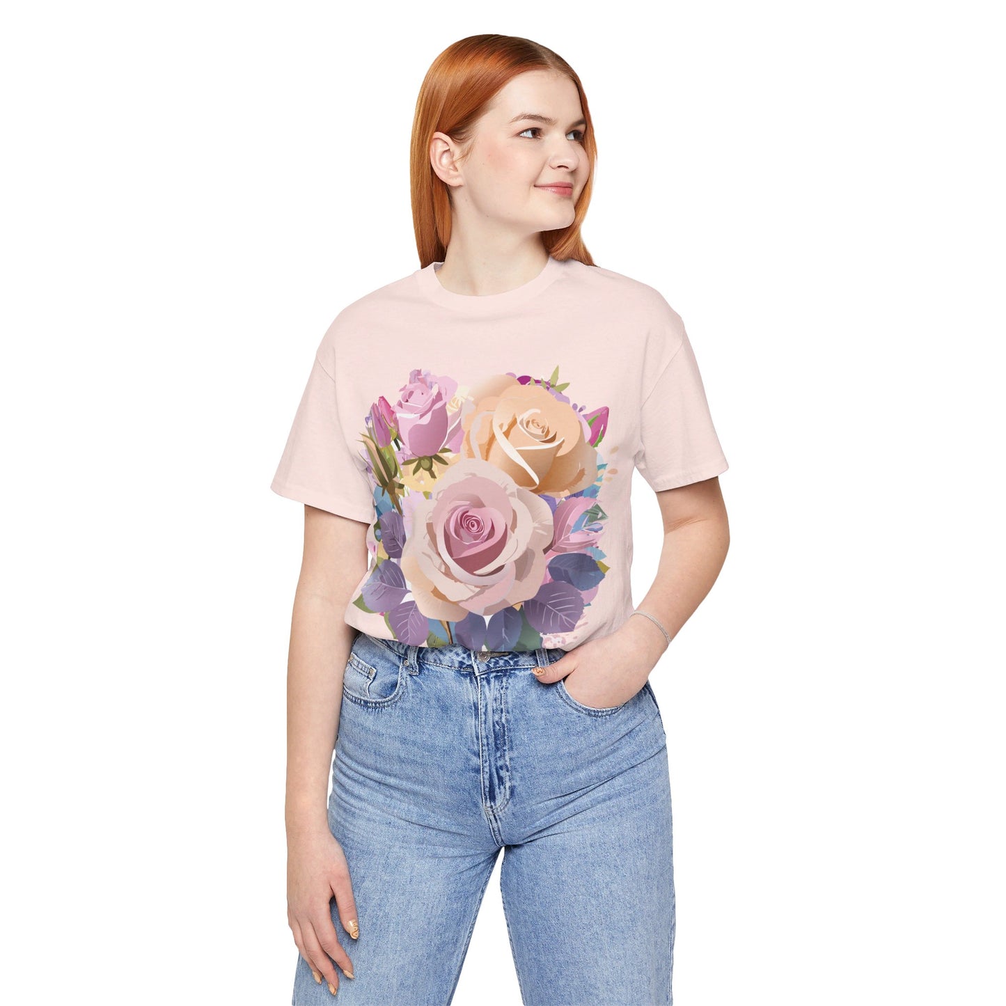 T-shirt en coton naturel avec fleurs