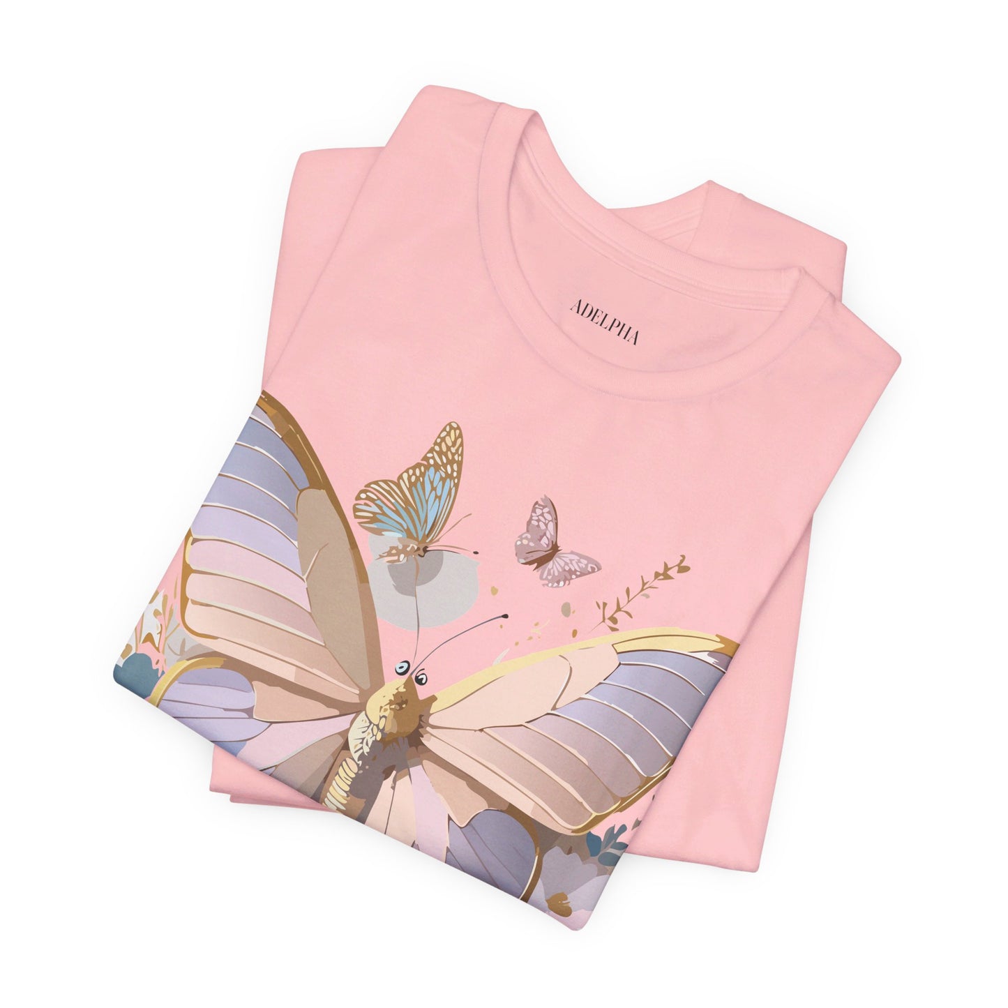 Natural Cotton Tee Shirt with Butterfly