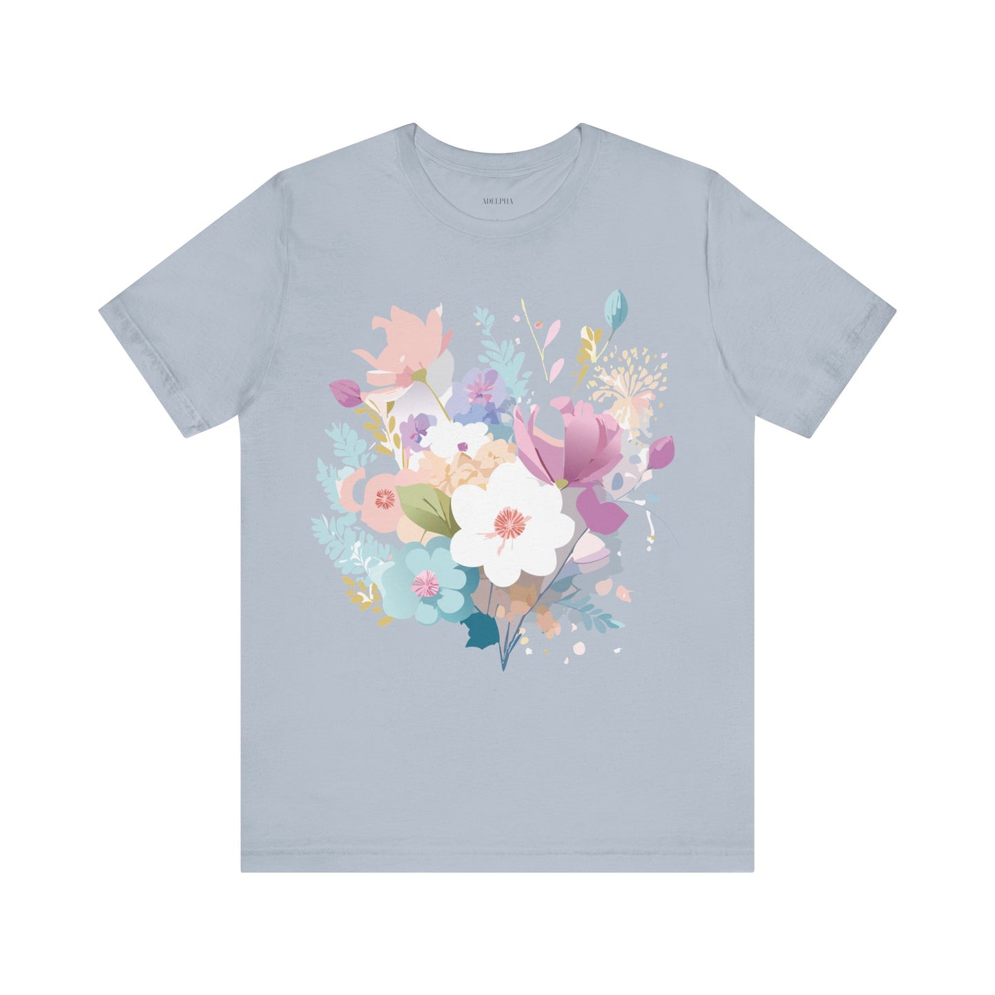 Natural Cotton Tee Shirt with Flowers