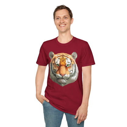 Tiger Print Shirt Unisex Animal Tee Gildan Softstyle 64000 Cotton Comfort