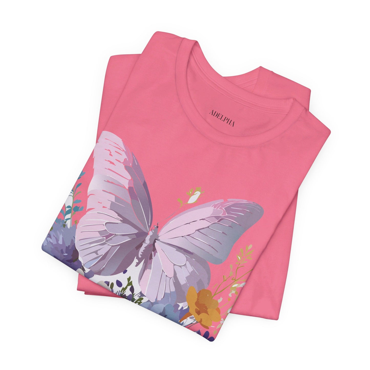 Natural Cotton Tee Shirt with Butterfly