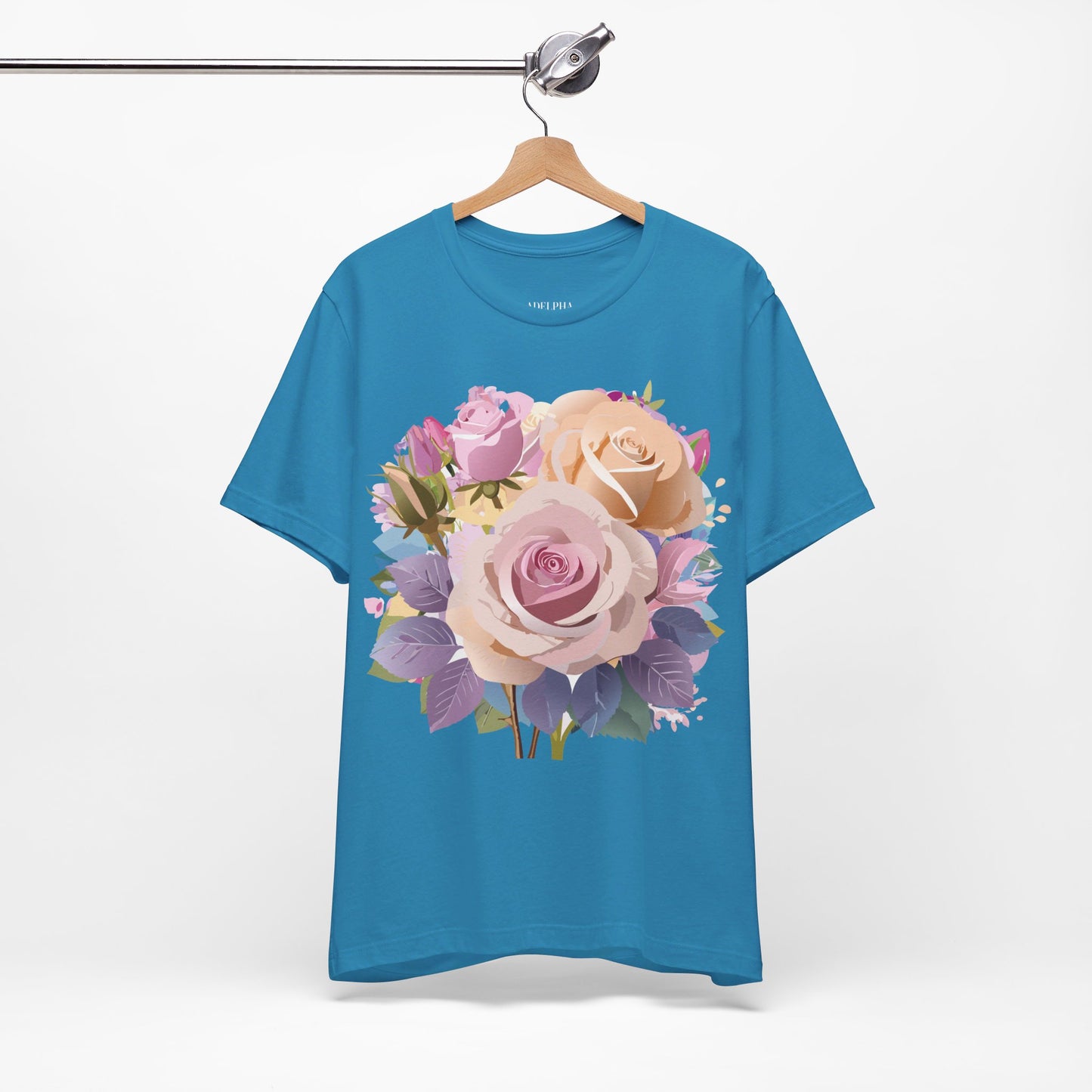 T-shirt en coton naturel avec fleurs