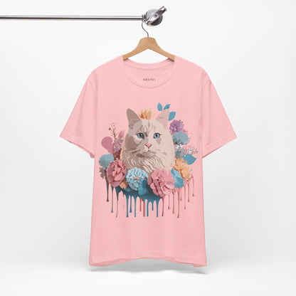Natural Cotton Tee Shirt with Cat Printify
