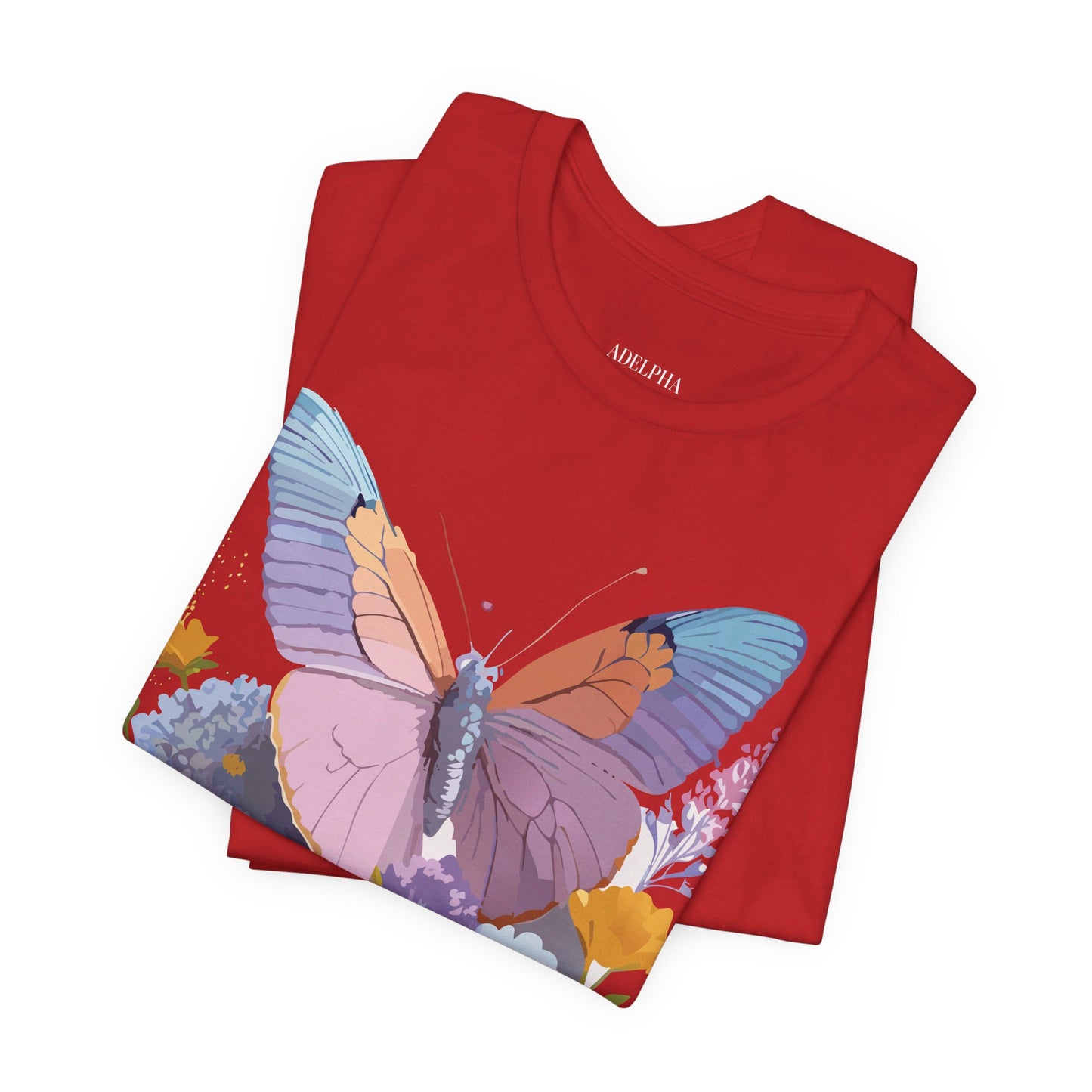 Natural Cotton Tee Shirt with Butterfly