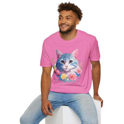 Cat Shirt Unisex Cat Tee Kitten Print Gildan Softstyle 64000