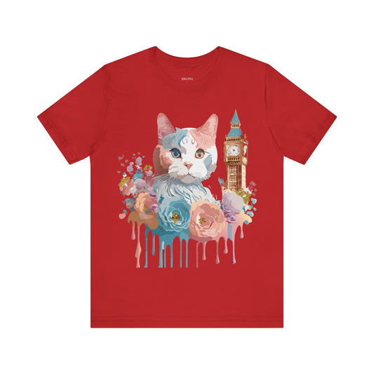 Natural Cotton Tee Shirt with Cat