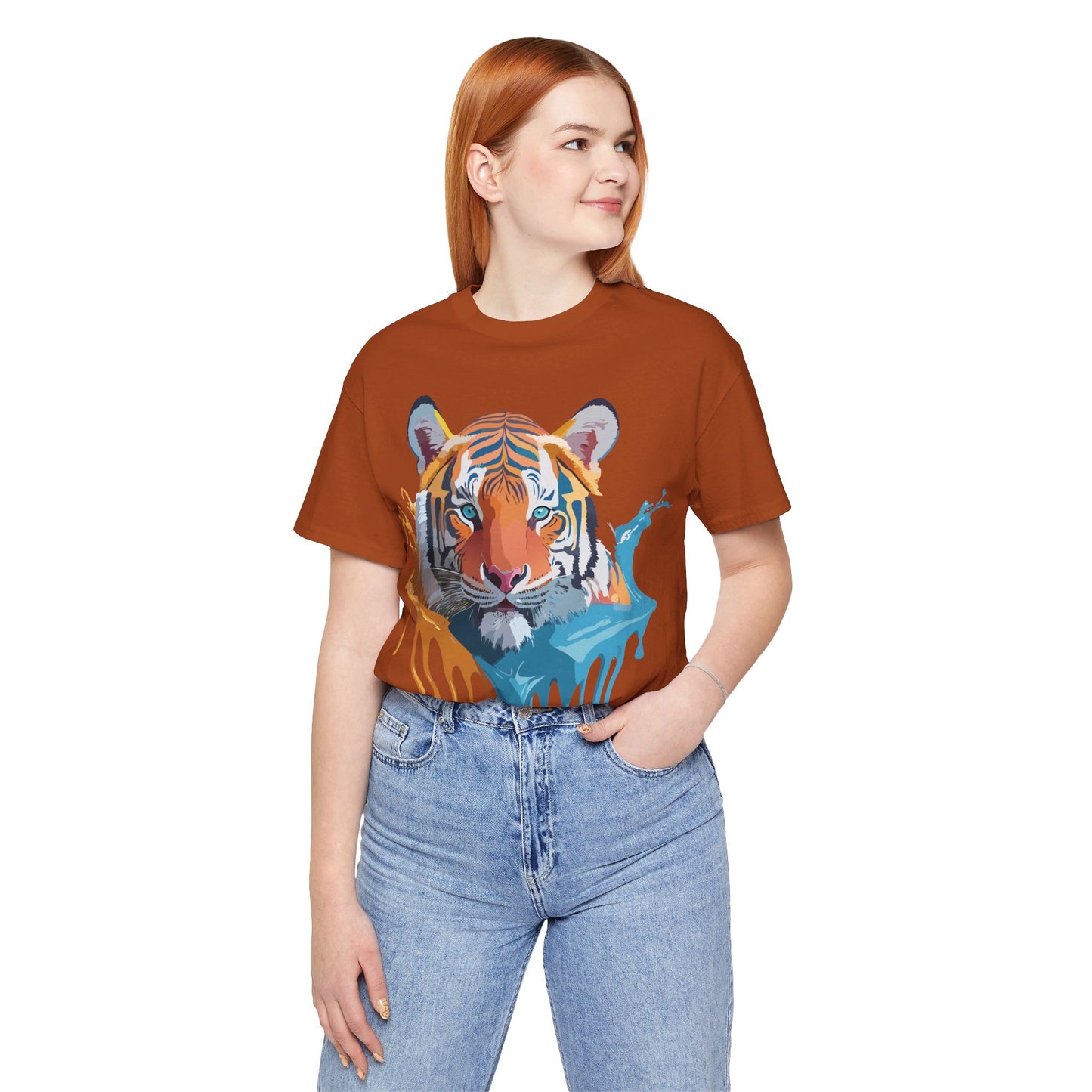 Natural Cotton Tee Shirt with Tiger