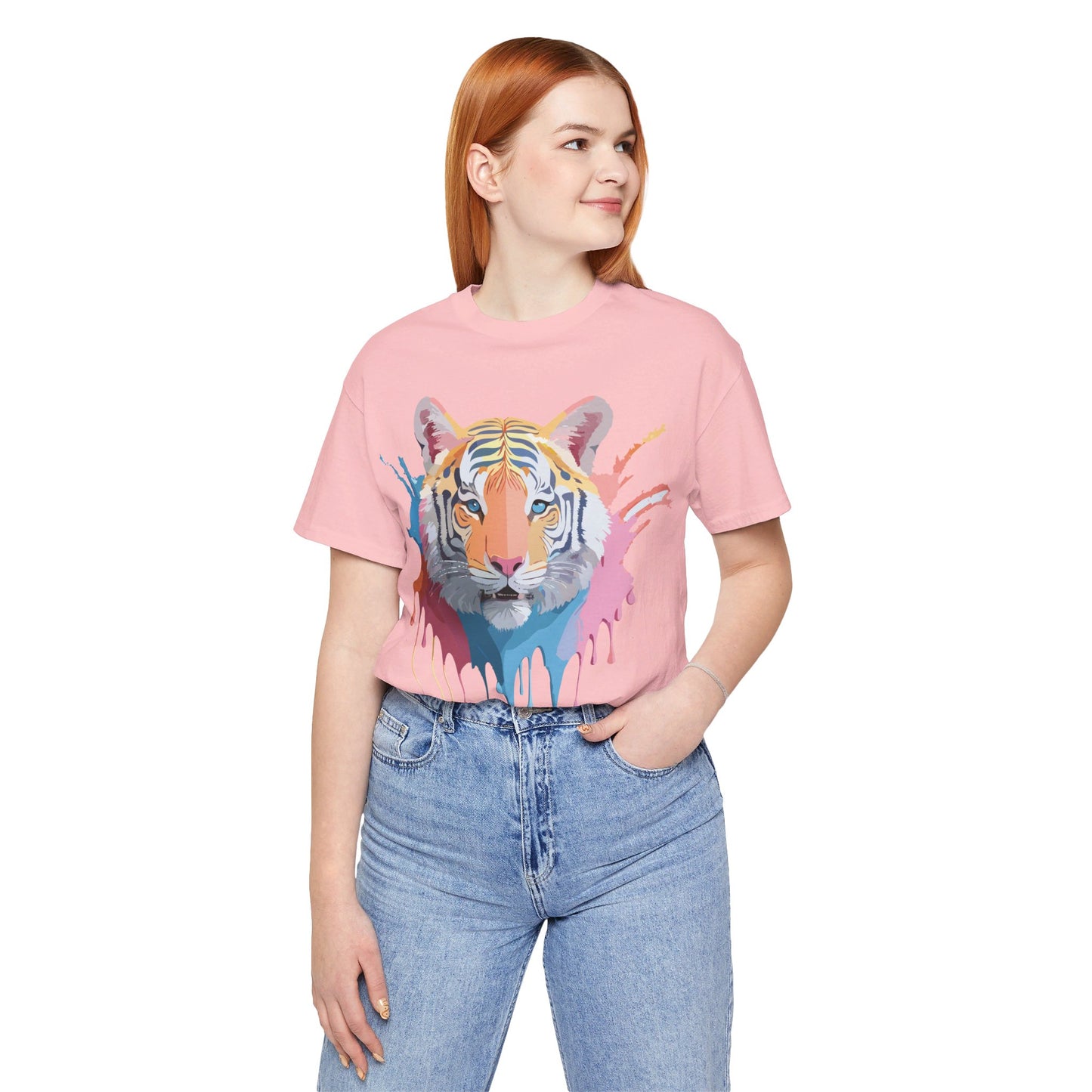 Natural Cotton Tee Shirt with Tiger