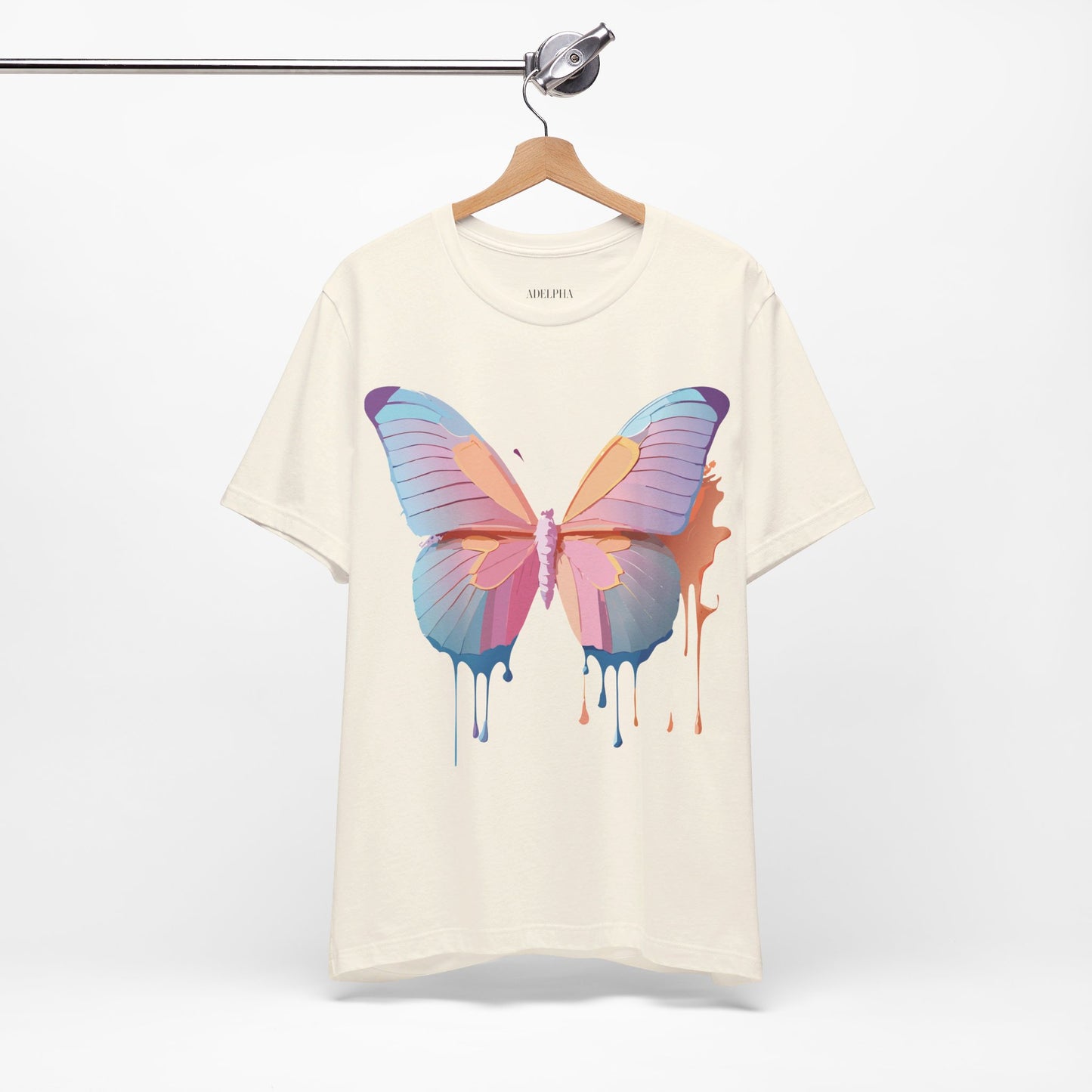 Natural Cotton Tee Shirt with Butterfly