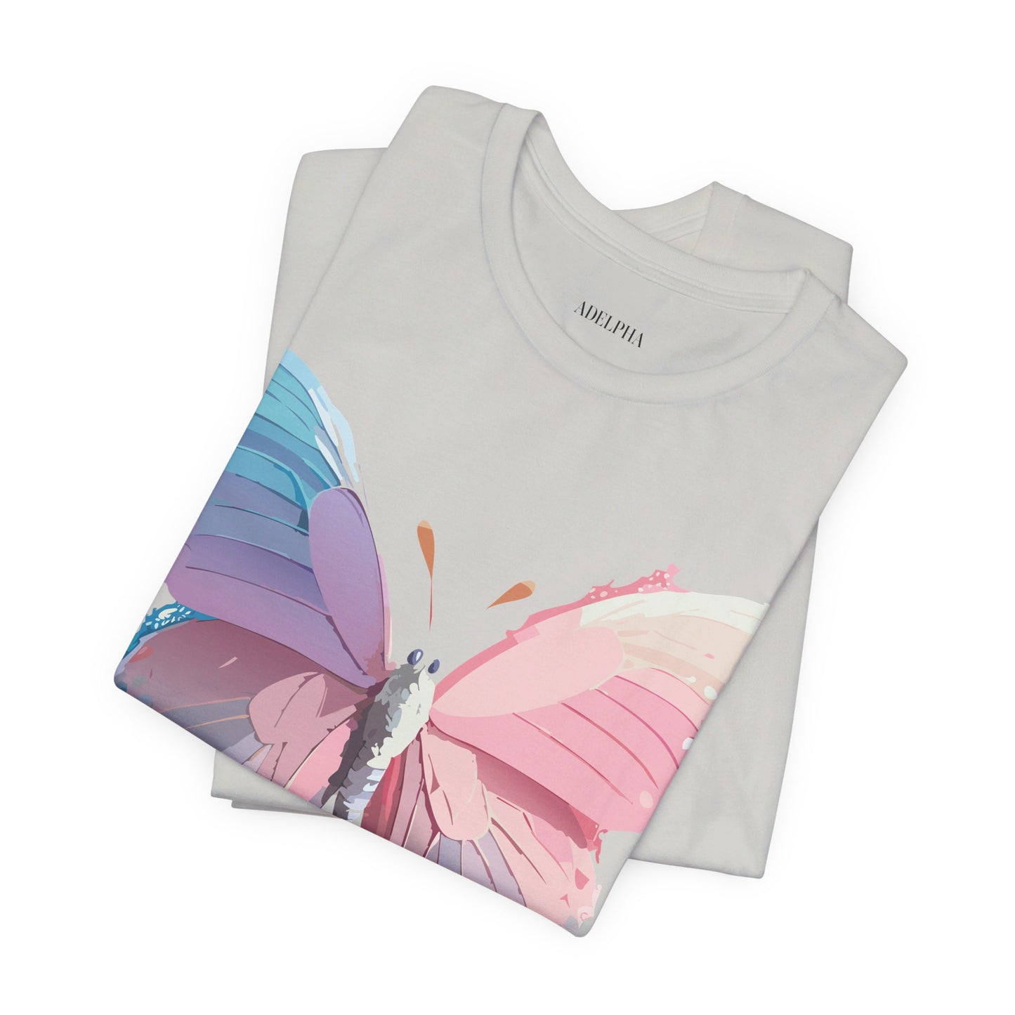 Natural Cotton Tee Shirt with Butterfly