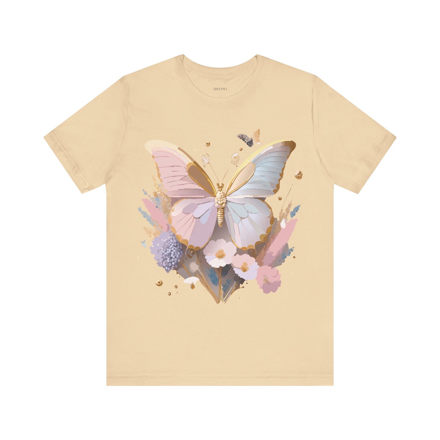 Natural Cotton Tee Shirt with Butterfly