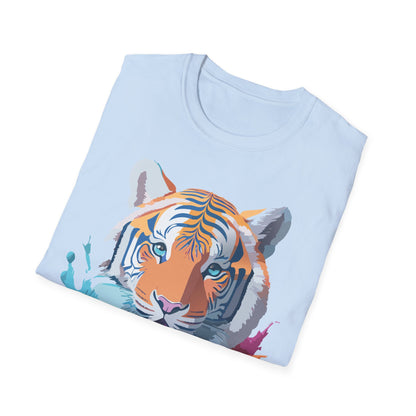 Tiger Print Shirt Unisex Softstyle Tee 100 Percent Ring Spun Cotton