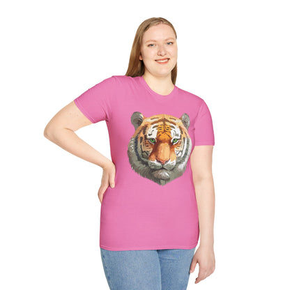 Tiger Print Shirt Unisex Animal Tee Gildan Softstyle 64000 Cotton Comfort