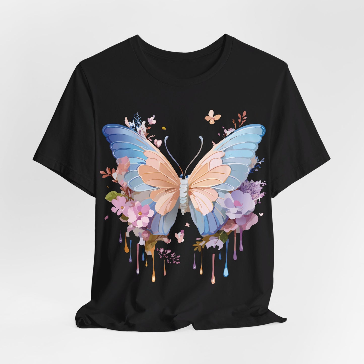 Natural Cotton Tee Shirt with Butterfly