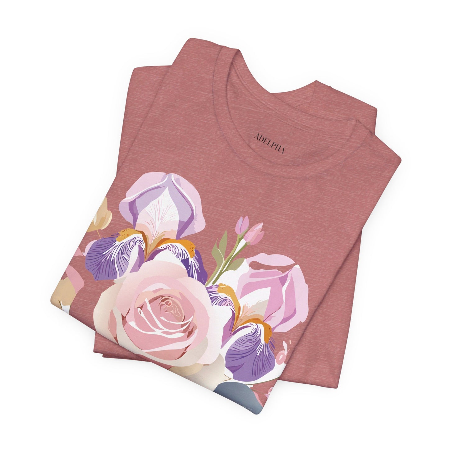 Natural Cotton Tee Shirt with Flowers