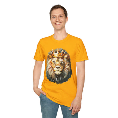 Unisex Lion Print T Shirt Softstyle 64000 One Hundred Percent Ring Spun Cotton
