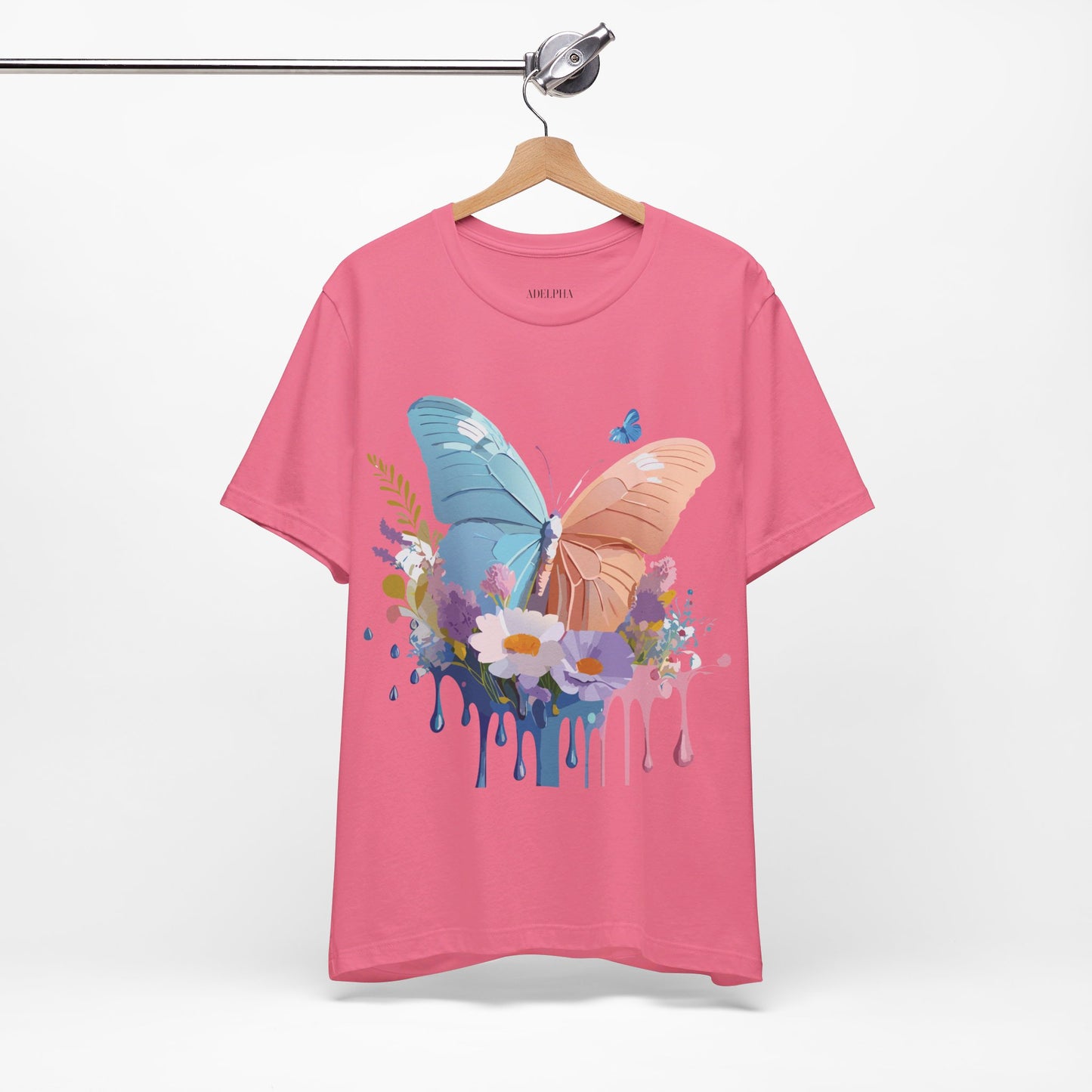 Natural Cotton Tee Shirt with Butterfly