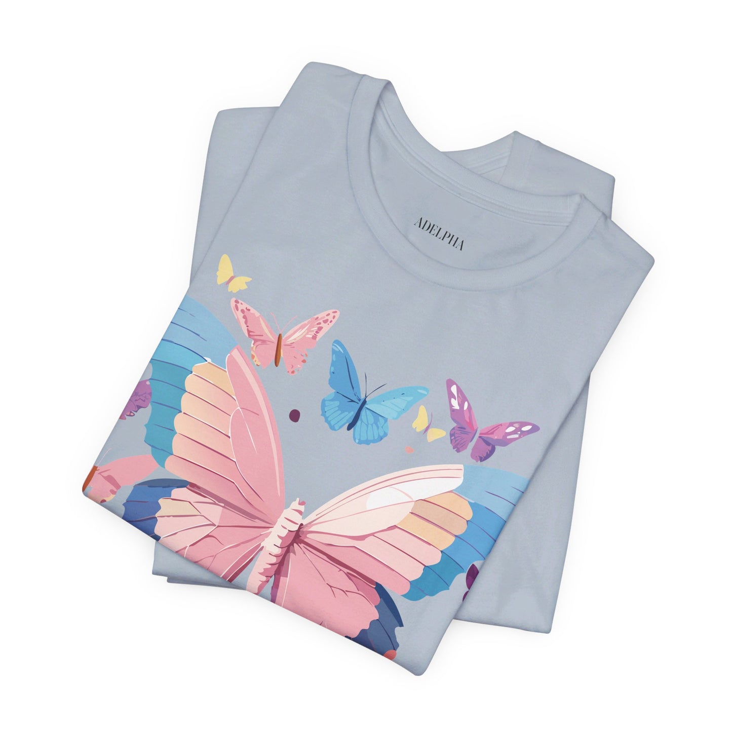 Natural Cotton Tee Shirt with Butterfly