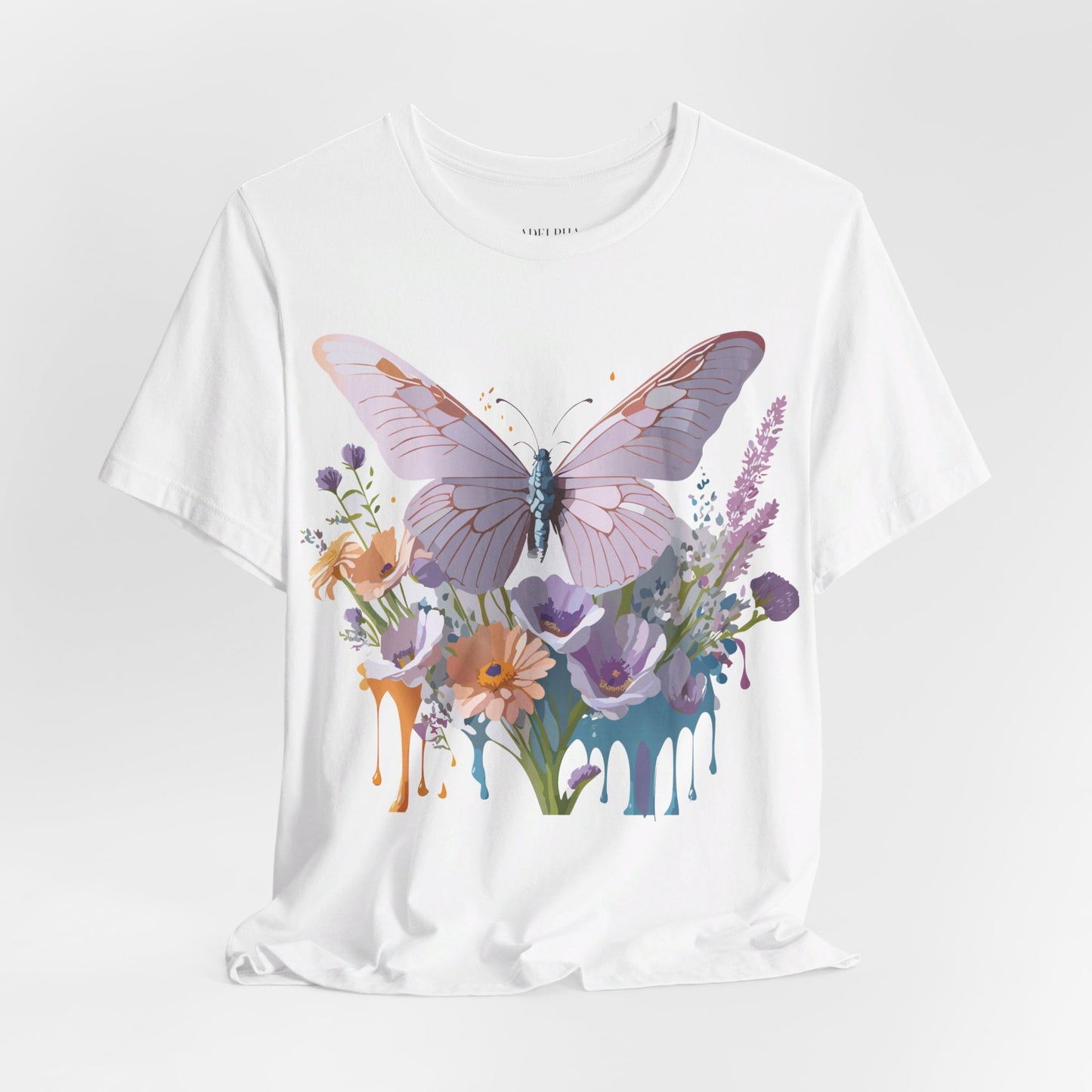 Natural Cotton Tee Shirt with Butterfly