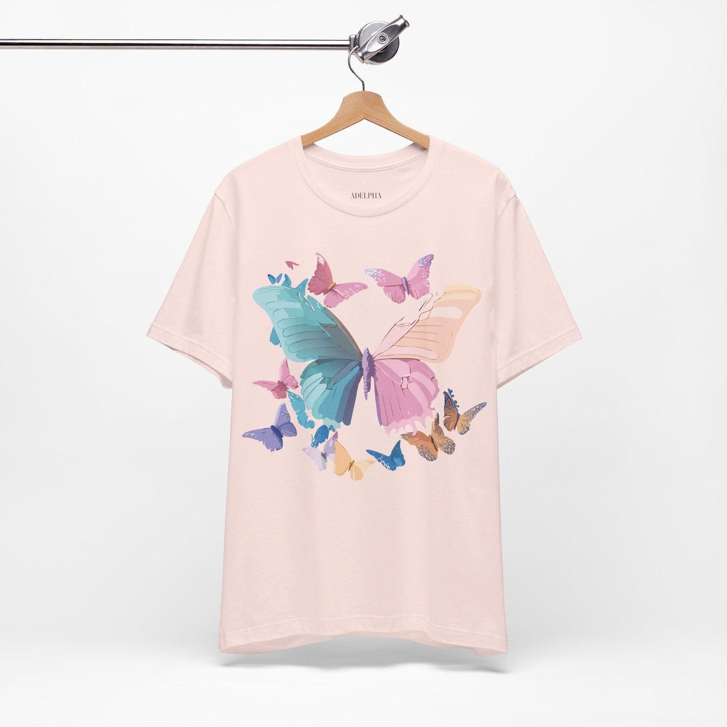 Natural Cotton Tee Shirt with Butterfly