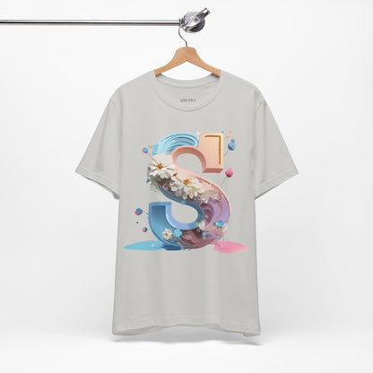Natural Cotton Tee Shirt - Letters Collection - S Printify
