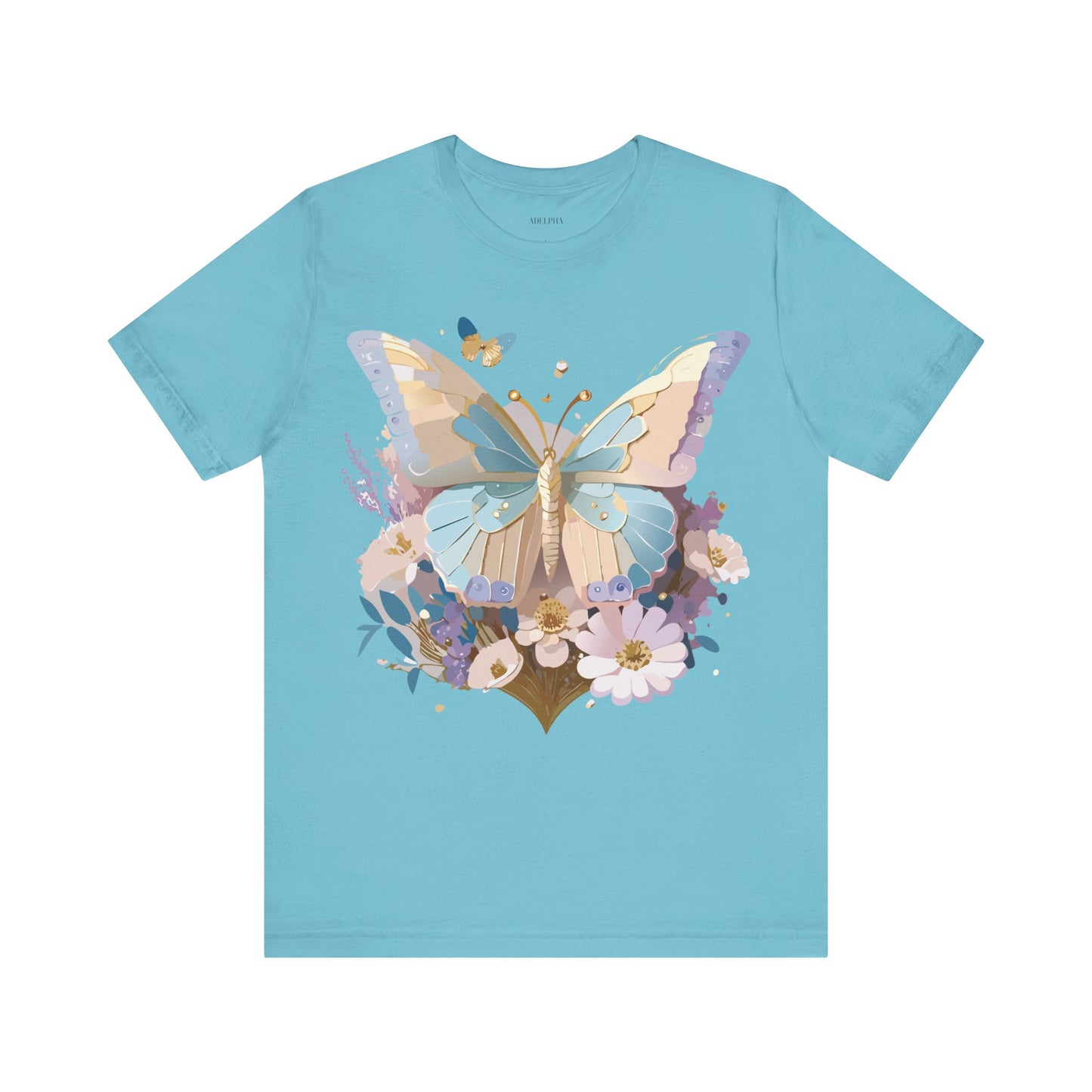 Natural Cotton Tee Shirt with Butterfly