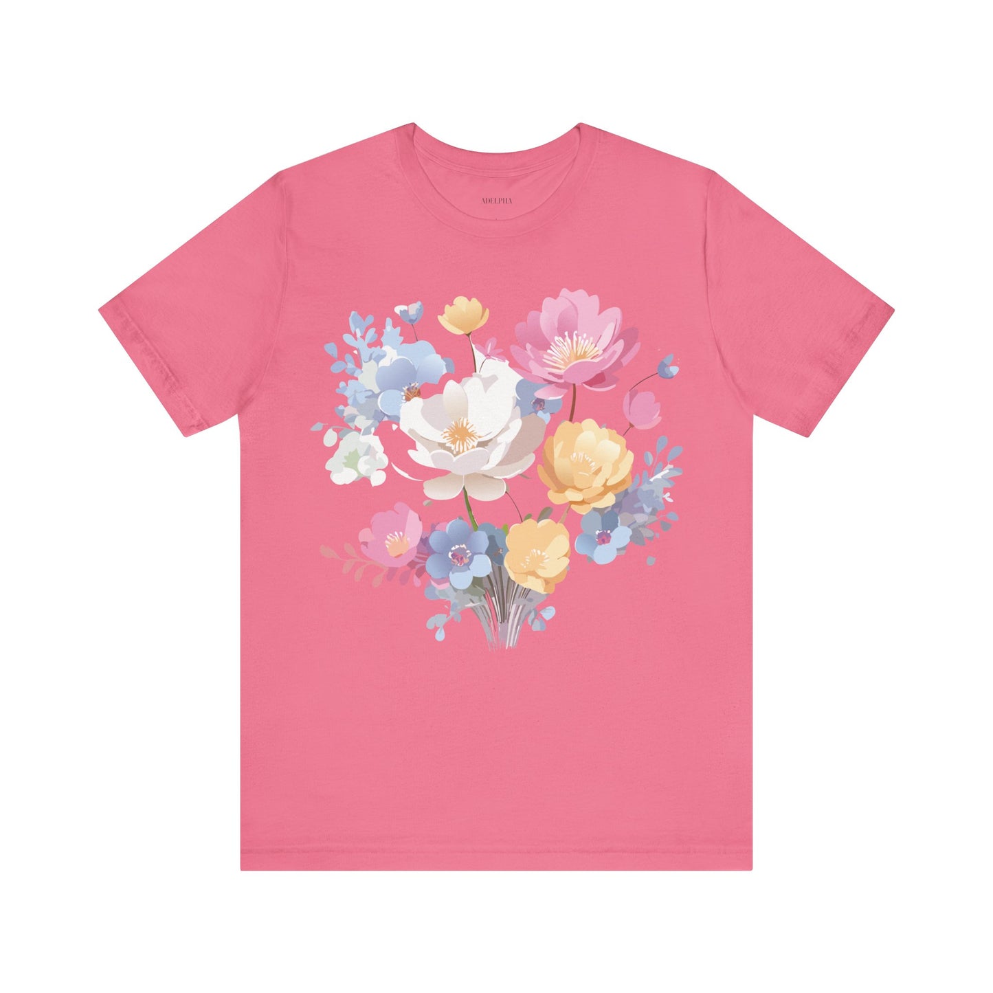 Natural Cotton Tee Shirt with Flowers