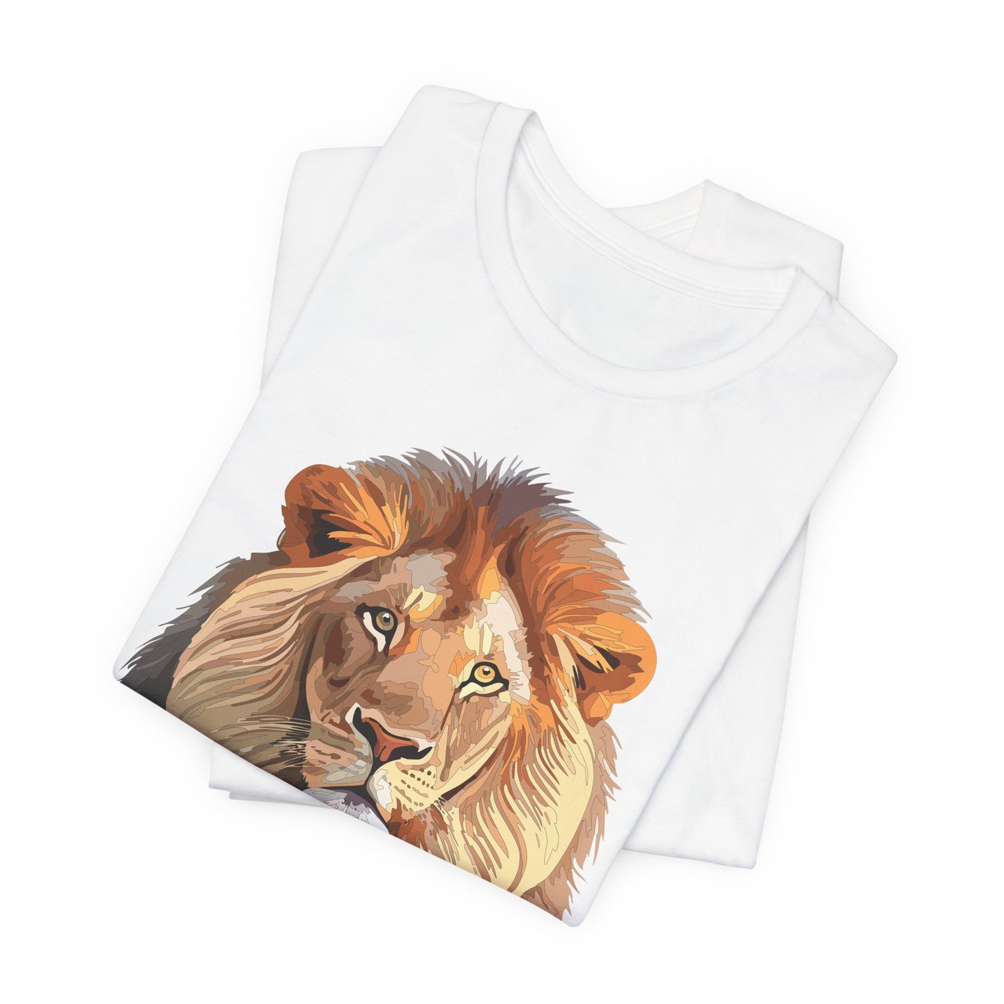 Safari Lion Head Illustration T-Shirt Unisex Cotton Realistic Lion Portrait Tee 3