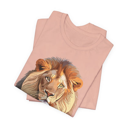 Safari Lion Head Illustration T-Shirt Unisex Cotton Realistic Lion Portrait Tee 3