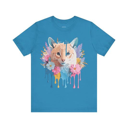 Natural Cotton Tee Shirt with Cat