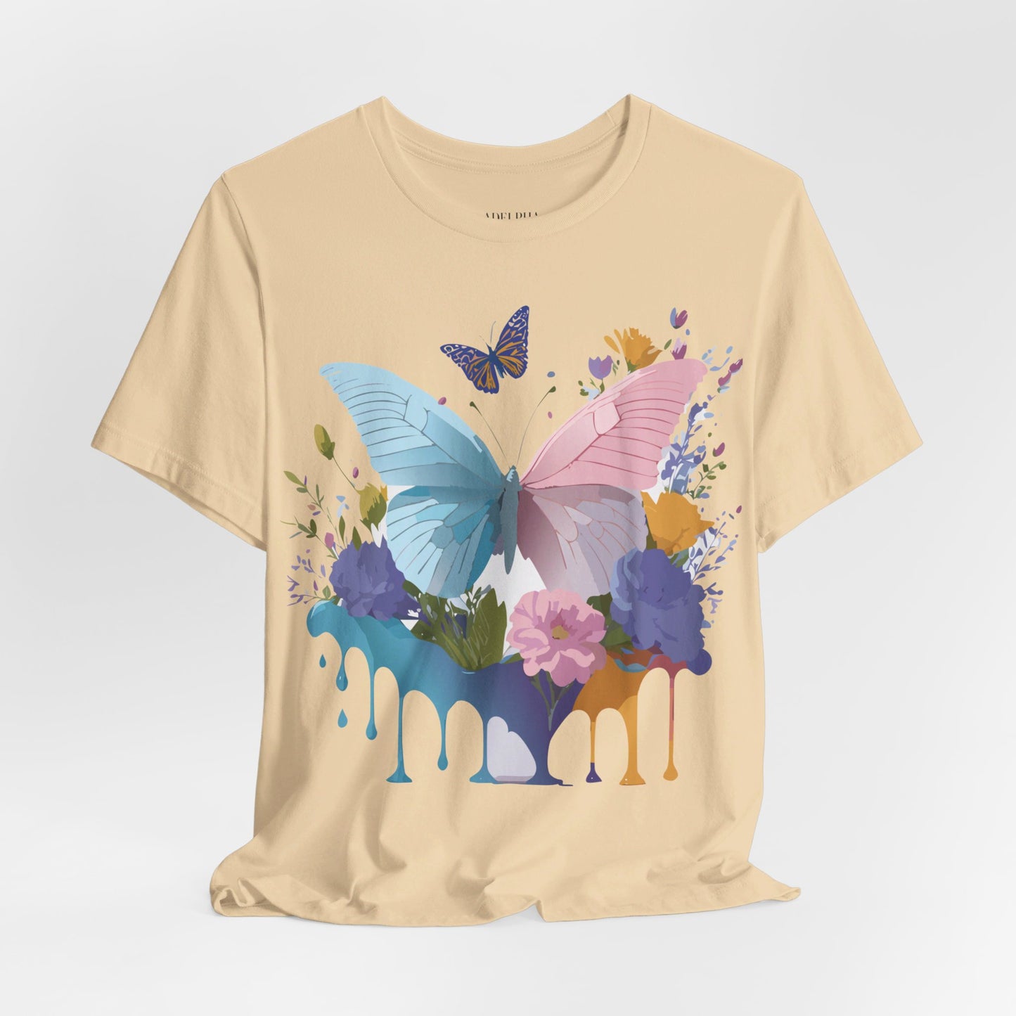 Natural Cotton Tee Shirt with Butterfly