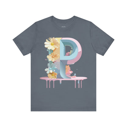 Natural Cotton Tee Shirt - Letters Collection - P Printify
