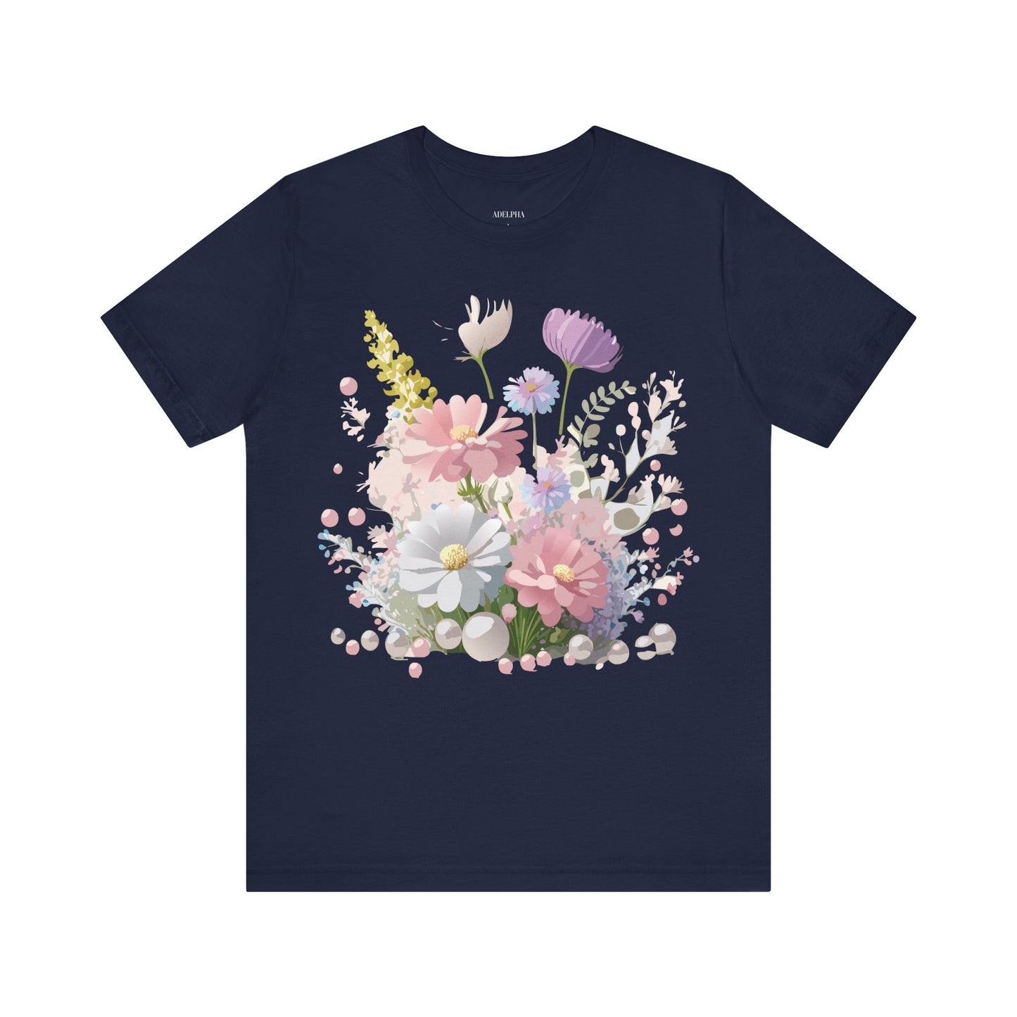 T-shirt en coton naturel avec fleurs