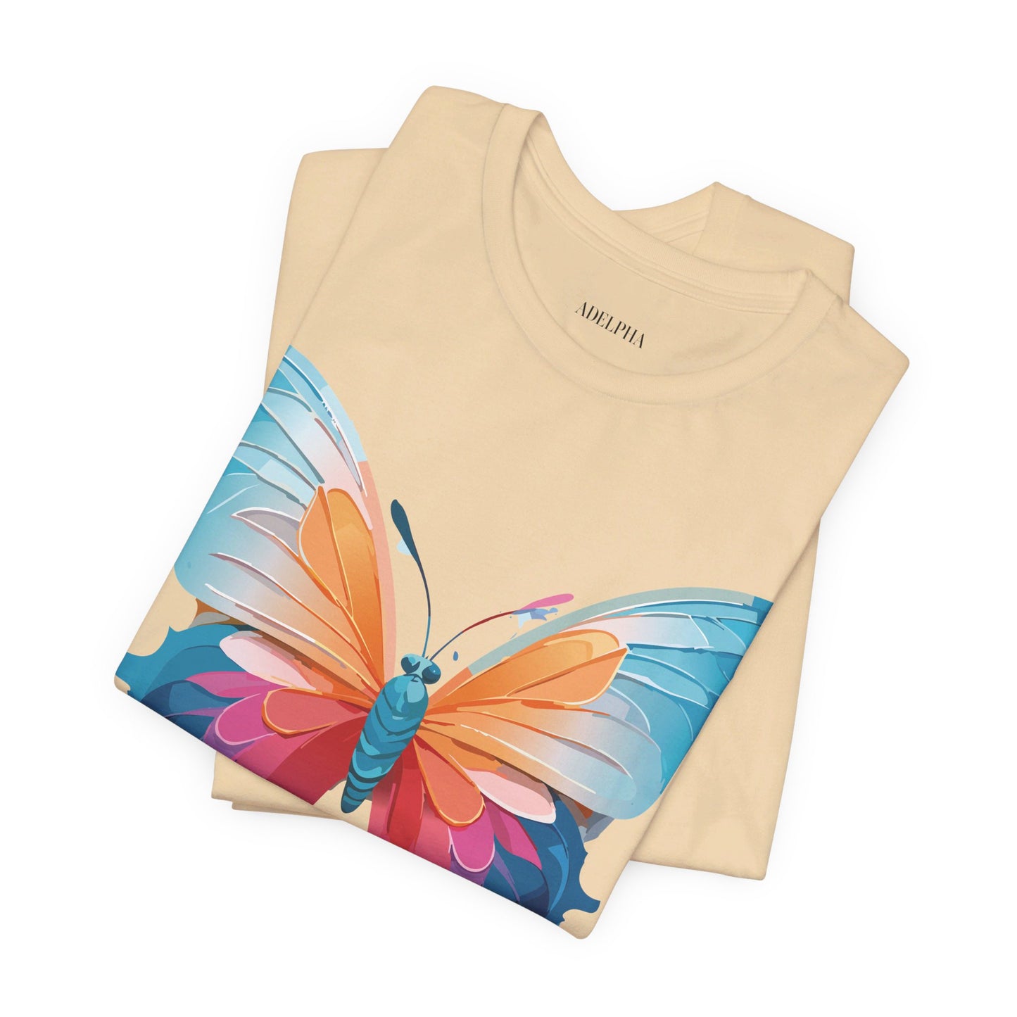 Natural Cotton Tee Shirt with Butterfly