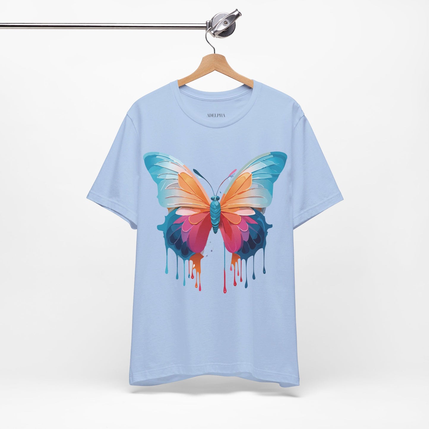 Natural Cotton Tee Shirt with Butterfly