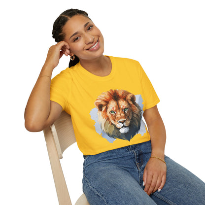 Lion Shirt Unisex Animal Tee Softstyle Gildan 64000 100 Percent Ring Spun Cotton