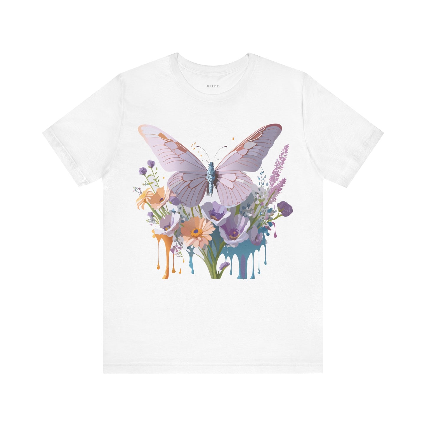 Natural Cotton Tee Shirt with Butterfly