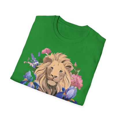 Unisex Softstyle Lion Shirt Floral Lion Tee Animal Print Graphic Tee