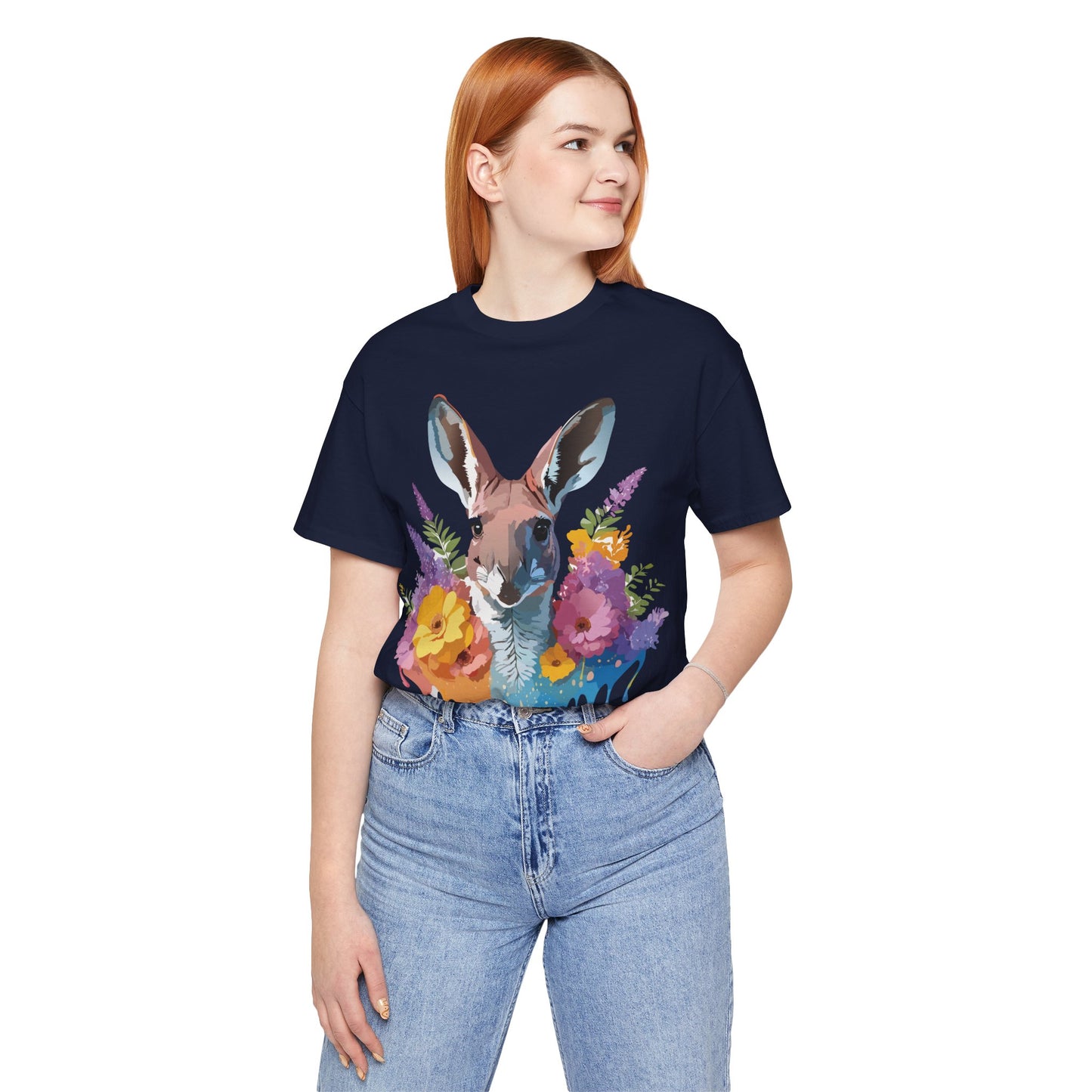 Natural Cotton Tee Shirt with Kangaroo